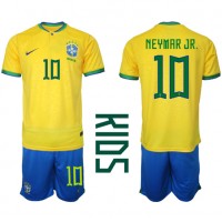 Brazil Neymar Jr #10 Replica Home Minikit World Cup 2022 Short Sleeve (+ pants)
